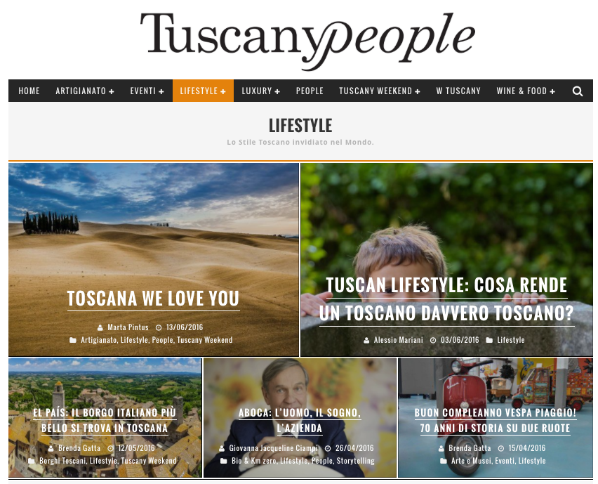 TuscanyPeople è uno dei migliori web magazine sulla Toscana che parla di eventi, tuscan lifestyle, toscani doc, prodotti tipici e eccellenze made in Tuscany.