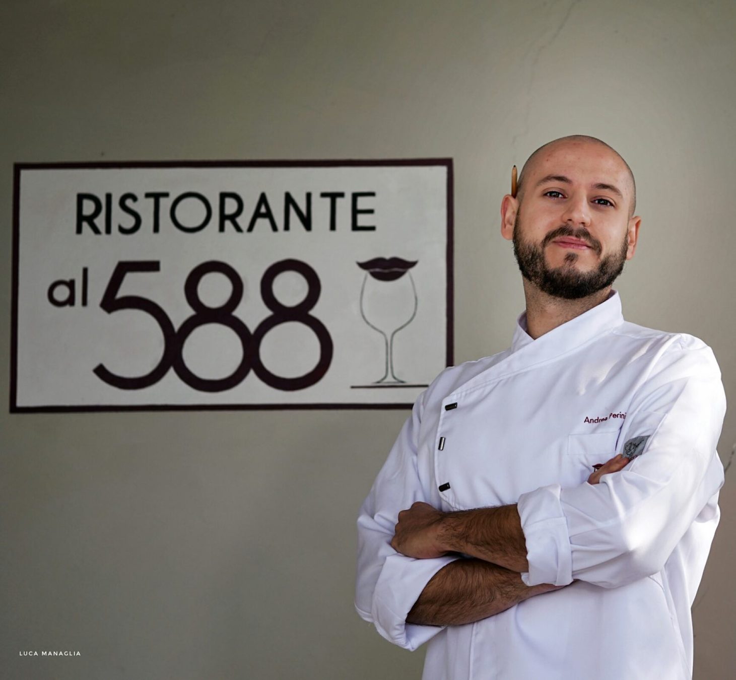 Lo Chef Andrea Perini del ristorante Al 588, ristorante fiorentino gourmet dedicato all'olio EVO 