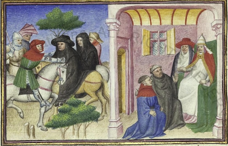 Il rapimento dell'abate di Cluny da parte di Ghino di Tacco, miniatura originale