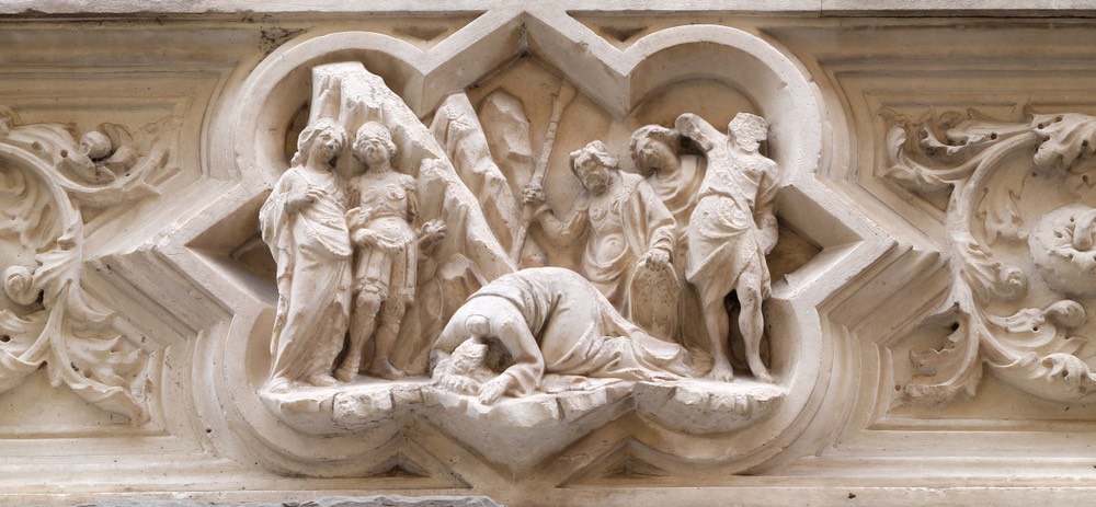 La decapitazione di San Giovanni Battista, bassorilievo sulla facciata di Orsanmichele a Firenze