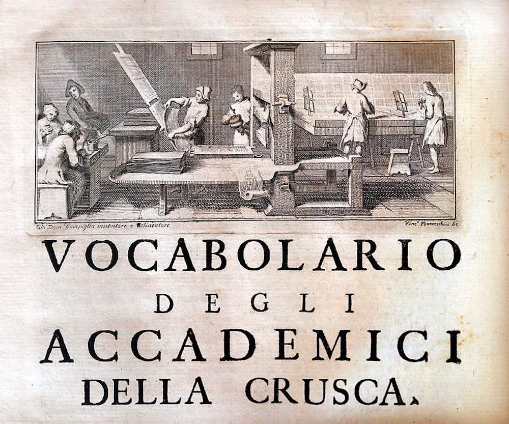 La IV edizione del Vocabolario degli Accademici della Crusca del 1729