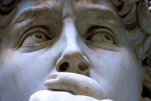 Dettaglio dello sguardo della statua del David di Michelangelo