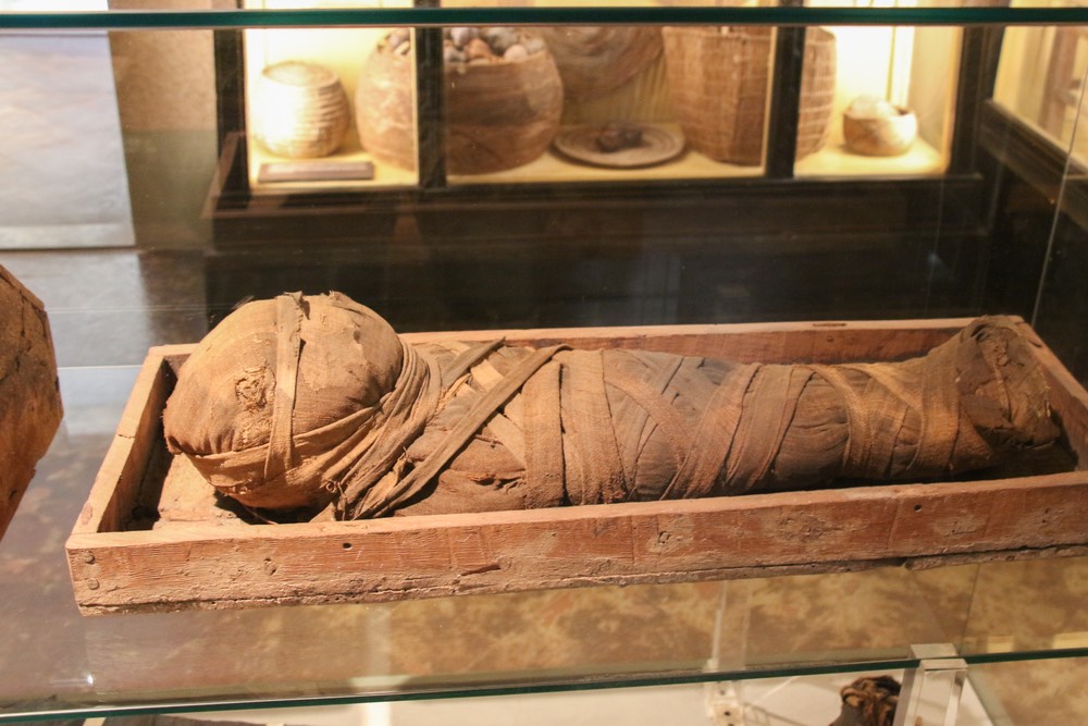 Mummia di bambino al Museo Archeologico di Firenze, nelle sale dedicate agli Egizi