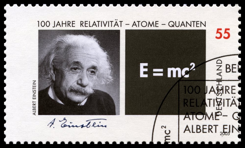 Albert Einstein e la formula E=mc2 su un francobollo tedesco