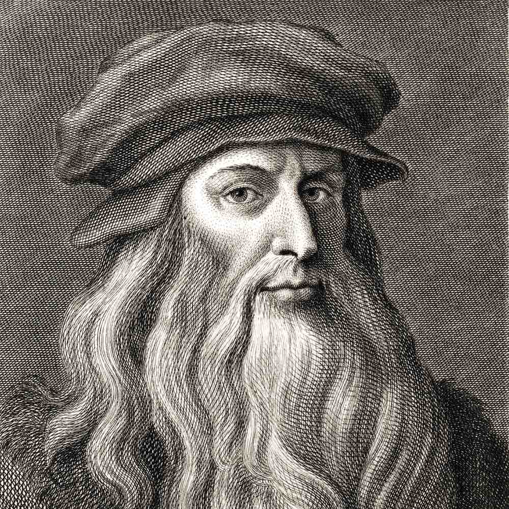 Ritratto in bianco e nero di Leonardo da Vinci