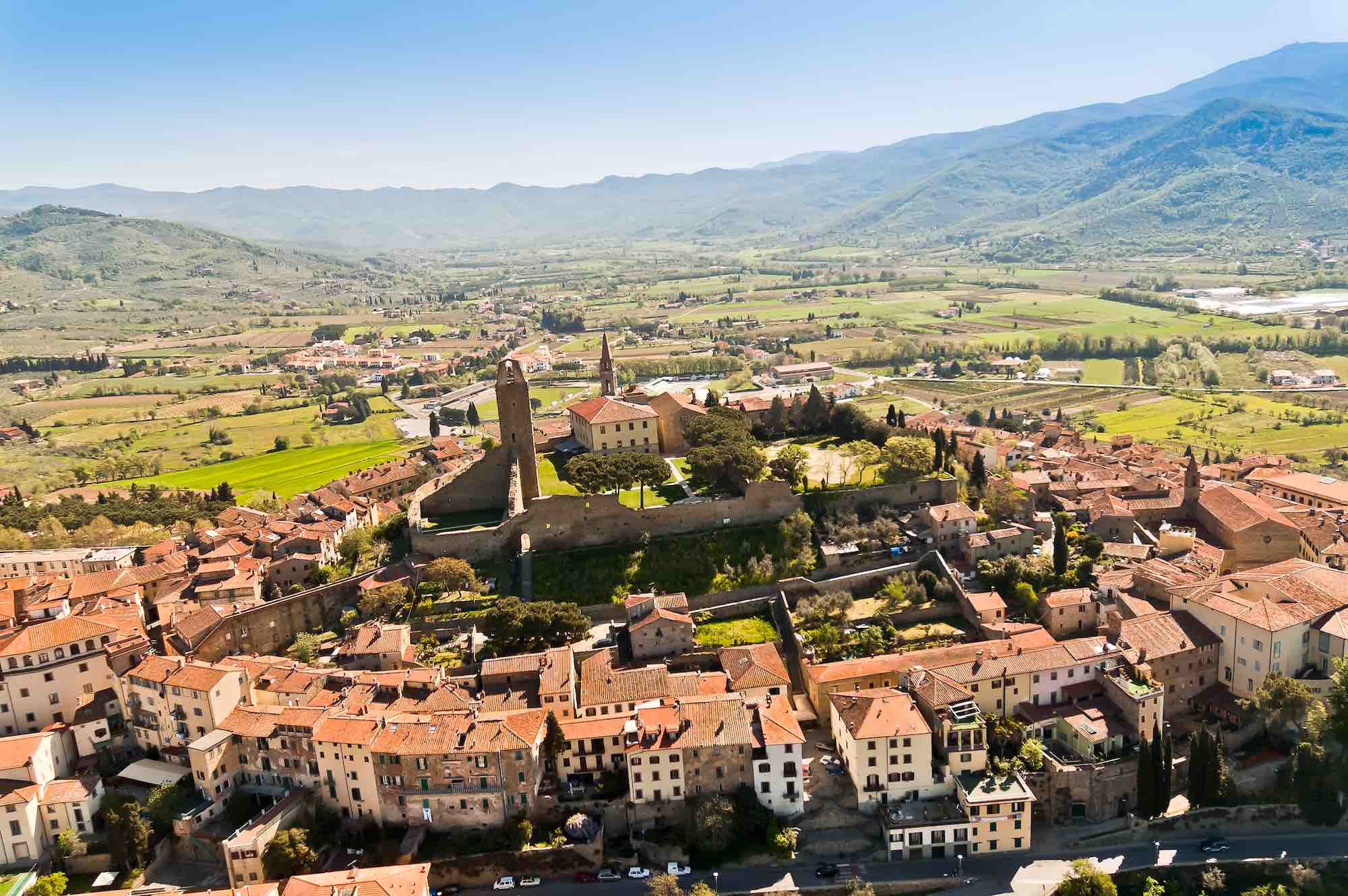 Vista sulla Val di Chio, la valle nel comune di Castiglion Fiorentino in Valdichiana, Toscana