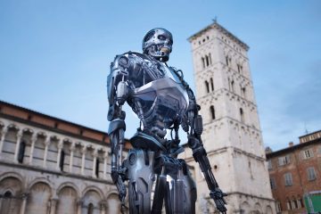 Riproduzione a grandezza naturale di Terminator a Lucca Comics 2019 in Piazza San Martino