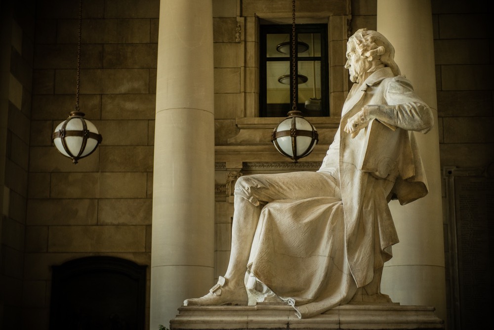 Thomas Jefferson Memorial, statua al Missouri History Museum di St. Louis, Missouri, Stati Uniti d'America.