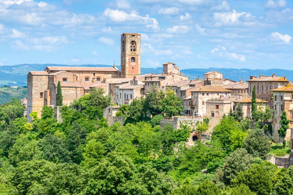 Veduta aerea di Colle Val d'Elsa, borgo toscano in provincia di Siena