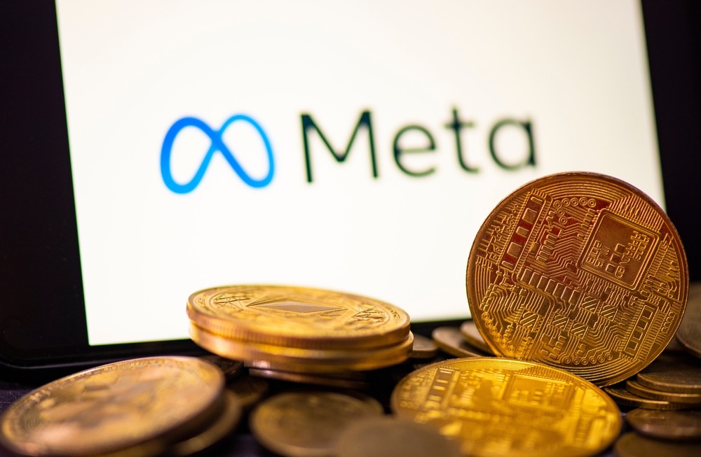 Il logo di Meta e monete