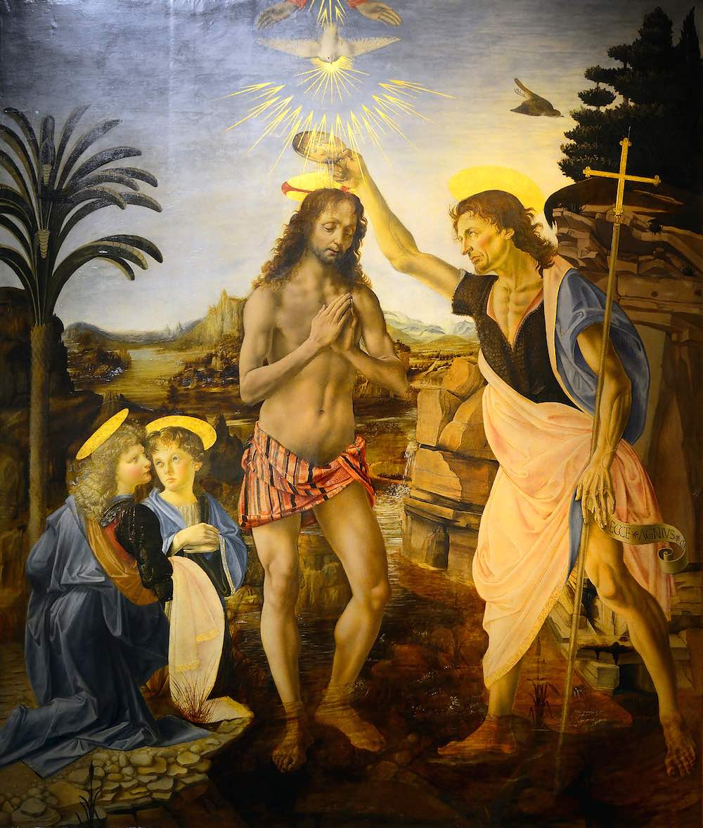 Il Battesimo di Cristo di Andrea del Verrocchio a cui partecipò anche Leonardo