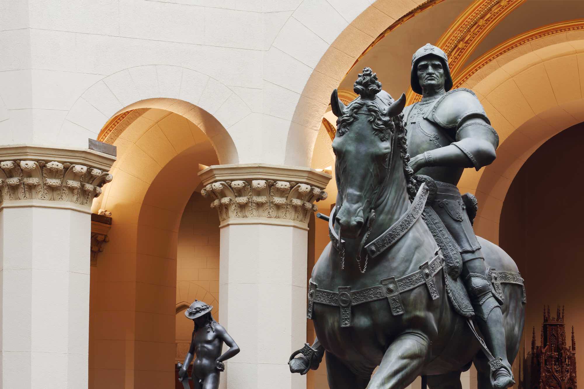 Statua equestre del condottiero Colleoni di Andrea del Verrocchio in mostra a Mosca nel 2013
