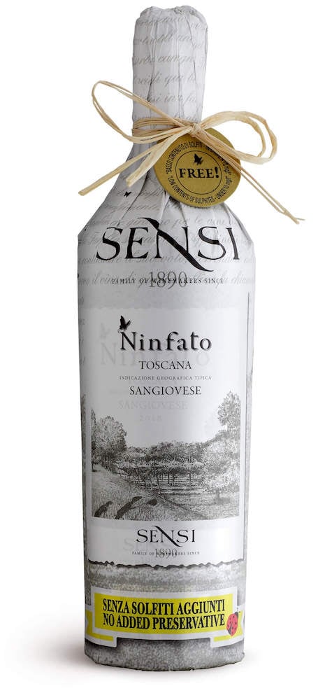 Ninfato, vino bio dell'azienda Sensi, vino toscano senza solfiti aggiunti