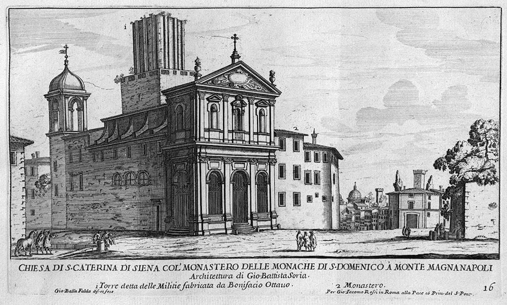 Litografia della chiesa di Santa Caterina da Siena a Roma