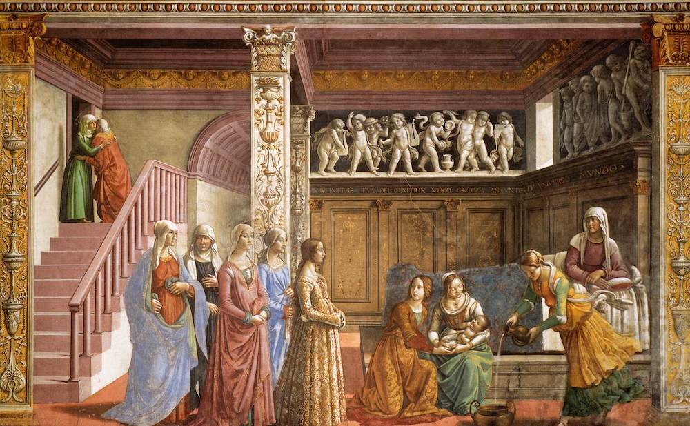 Particolare nella Cappella Tornabuoni in Santa Maria Novella dipinta da Domenico Ghirlandaio