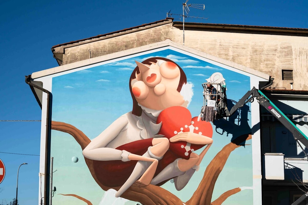 Murales di Zed1 a Pisa, capitale d'italia per la street art